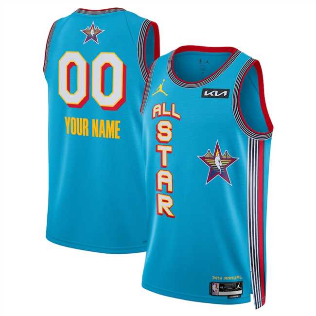 Mens 2025 All-Star Active Player Custom Light Blue Stitched Basketball Jersey